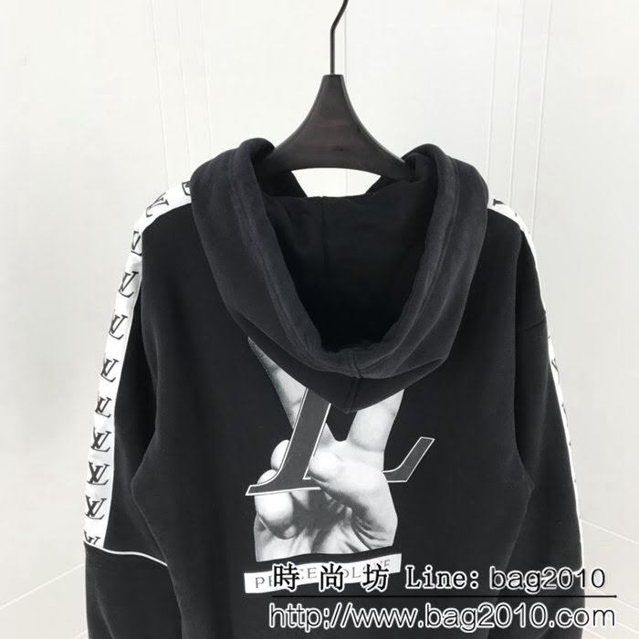 LV路易威登 18fw秋冬新款 做舊黑色 連帽衛衣 男女同款 ydi1178